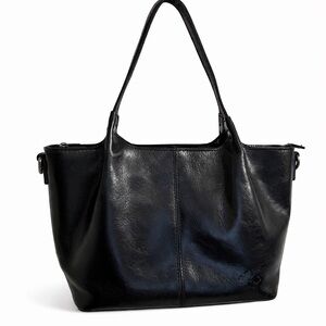 Patricia Nash Black Leather Shoulder Bag